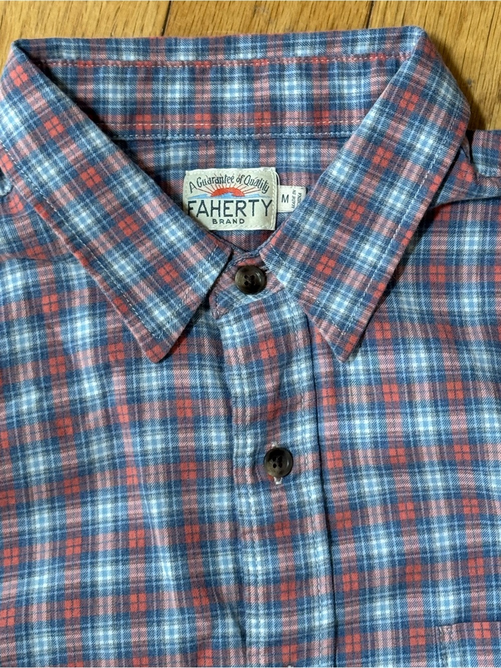 Faherty Mens Soft Brushed Cotton Plaid Button Down Shirt Sz M Preppy Outdoors